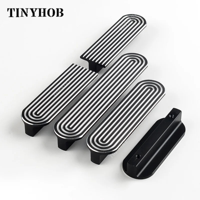Round Unique Line Aluminium Alloy Furniture Door Knobs and Handles for Cabinet Kitchen Cupboard Drawer Pulls Home Decor Handles