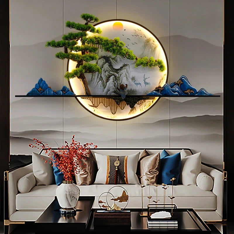 RONIN Modern Wall Picture Light Inside Creative Chinese Landscape Mural Sconces Lamp LED for Home Living Bedroom Study