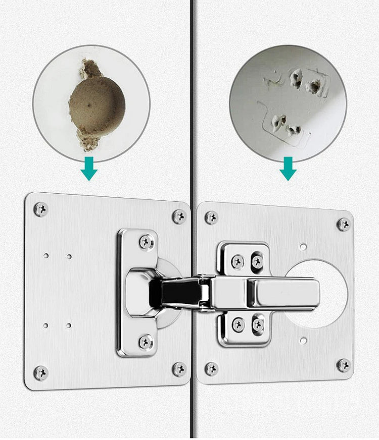 KAK 8pcs Hinge Repair Plate Brushed Stainless Steel Cabinet Hinge Fixing Plate Bracket Kit with Mounting Screws Door Hardware