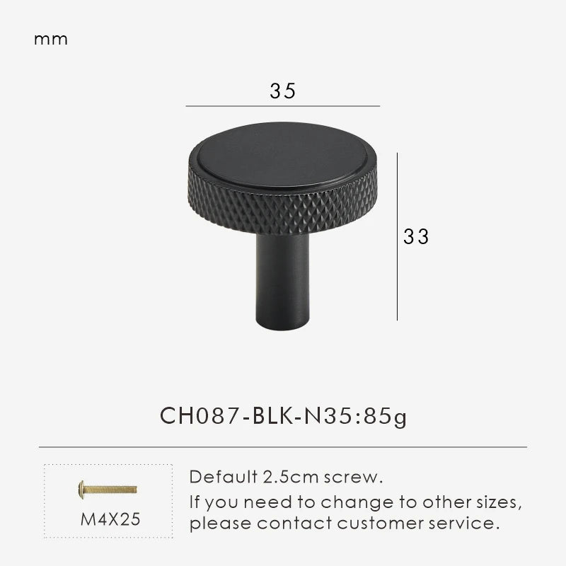 Nurlin Solid Brass Knurled Cabinet Knobs Wardrobe Handle T-bar Antique Bronze Gold Black Handle Available In Multiple Sizes