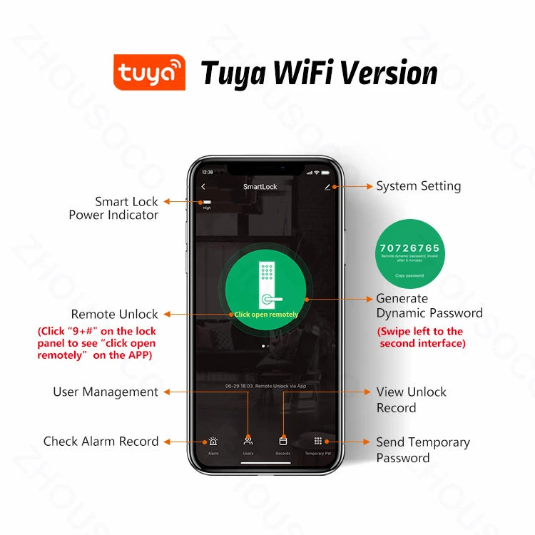 Fingerprint Lock Waterproof Tuya Wifi Remote Control Bluetooth TTLock App Card Digital Code Keyless Electronic Smart Door Lock