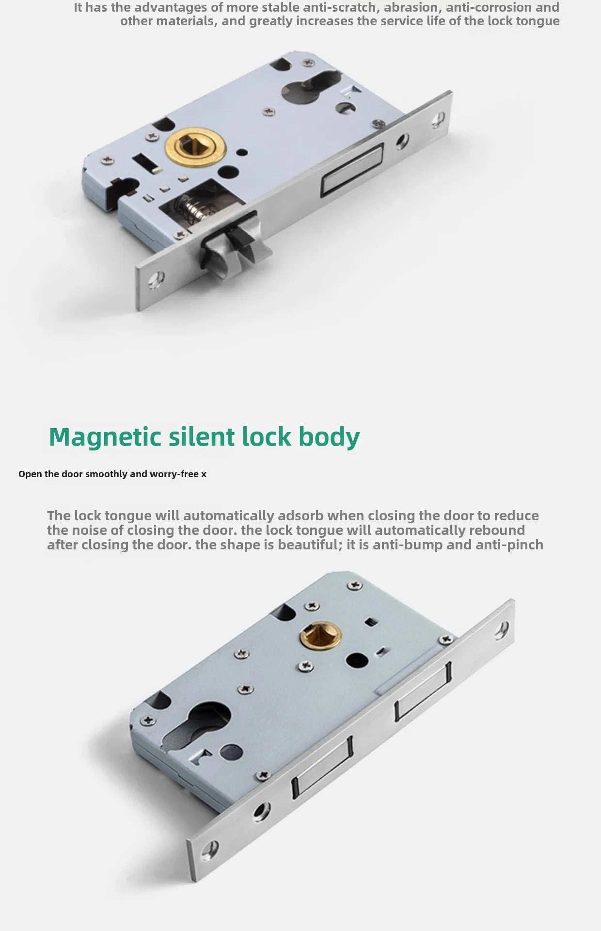 Black American Style Indoor Door Lock, Integrated Magnetic Silent Wooden Door Handle, Universal Home Bedroom Lock