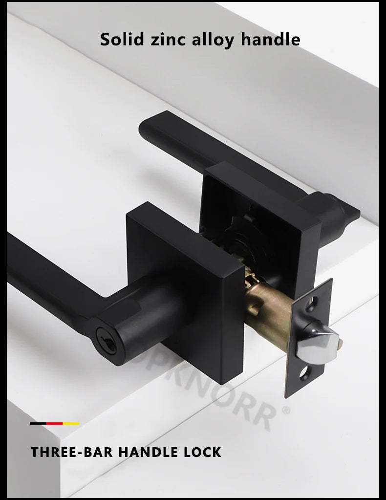 American Bathroom Door Lock Bathroom Keyless Three-pole Hand Lock Home Bedroom Door With Key Door Handle Spherical Lock Doorknob