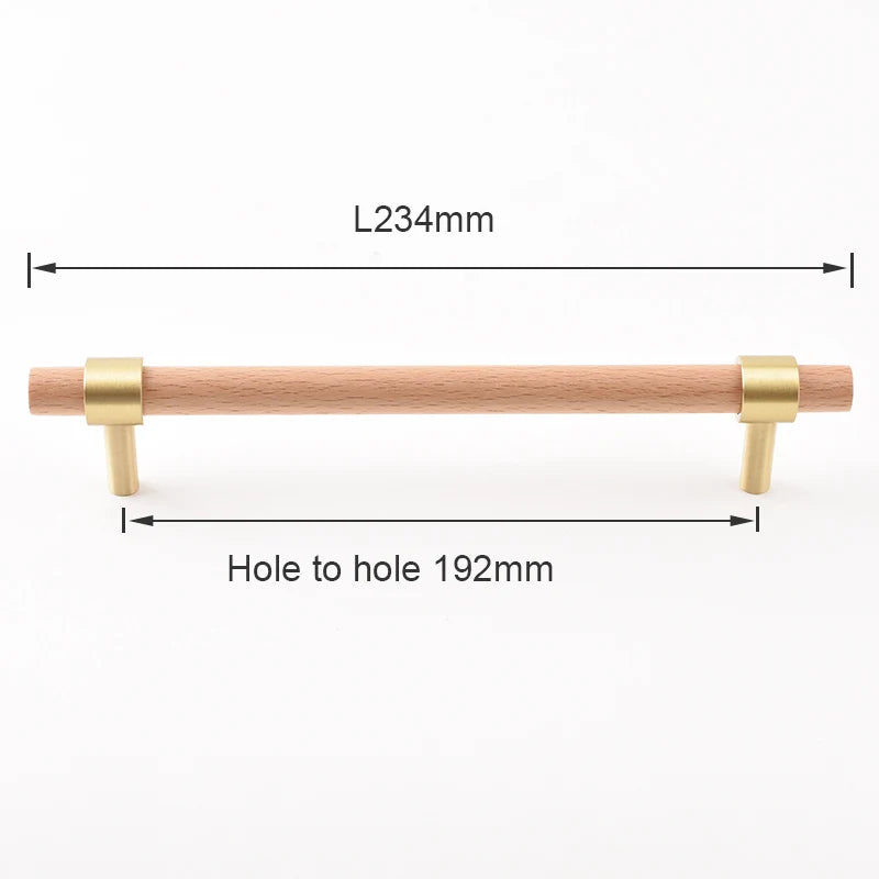 Nordic Beech Walnut Wooden Handle Drawer Knobs Wardrobe T Bar Long Handle Cupboard Knob Kitchen Cabinet Pulls Furniture Hardware