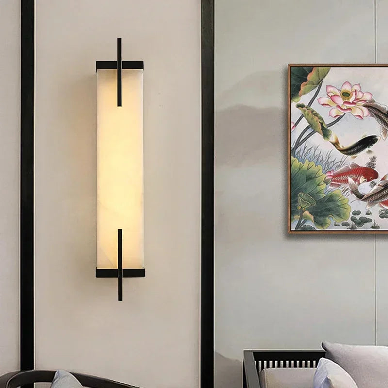 OUTELA Brass Wall Light LED Modern Luxury Marble Sconces Fixture Indoor Decor for Home Bedroom Living Room Corridor