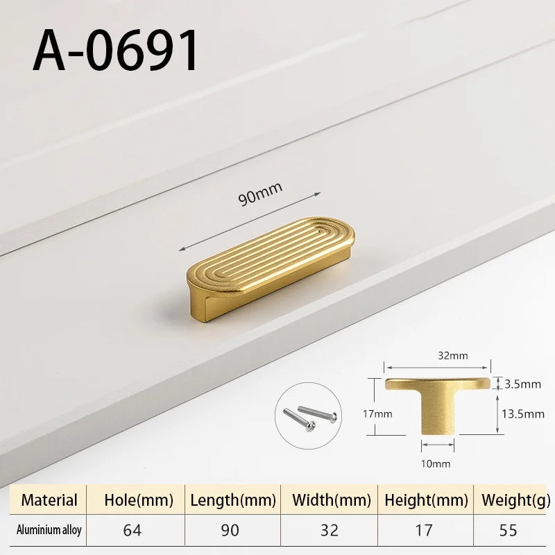 Round Unique Line Aluminium Alloy Furniture Door Knobs and Handles for Cabinet Kitchen Cupboard Drawer Pulls Home Decor Handles
