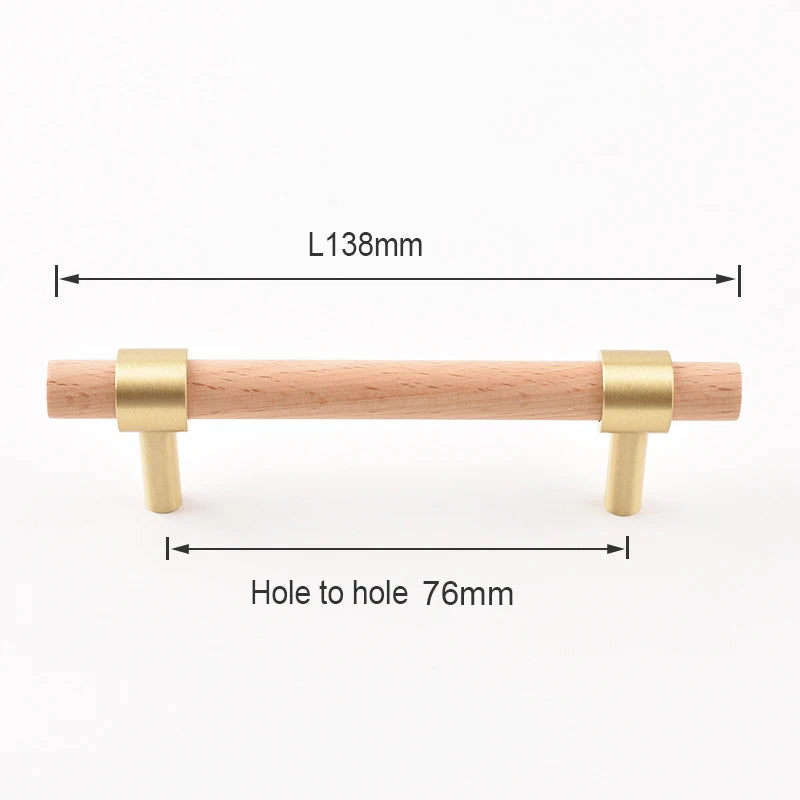 Nordic Beech Walnut Wooden Handle Drawer Knobs Wardrobe T Bar Long Handle Cupboard Knob Kitchen Cabinet Pulls Furniture Hardware