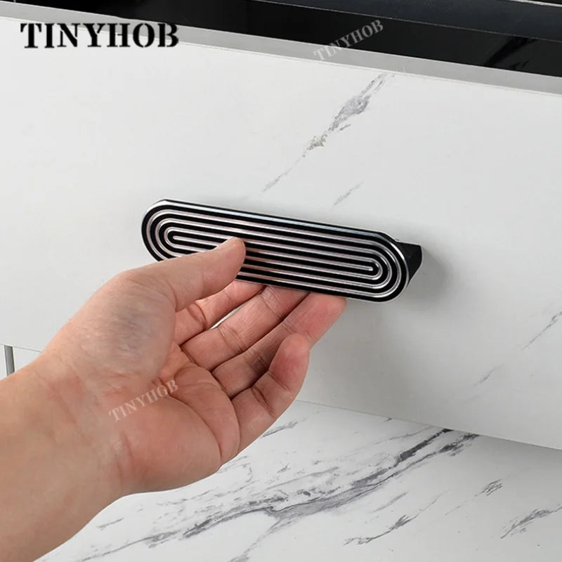 Round Unique Line Aluminium Alloy Furniture Door Knobs and Handles for Cabinet Kitchen Cupboard Drawer Pulls Home Decor Handles