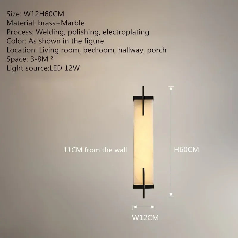 OUTELA Brass Wall Light LED Modern Luxury Marble Sconces Fixture Indoor Decor for Home Bedroom Living Room Corridor