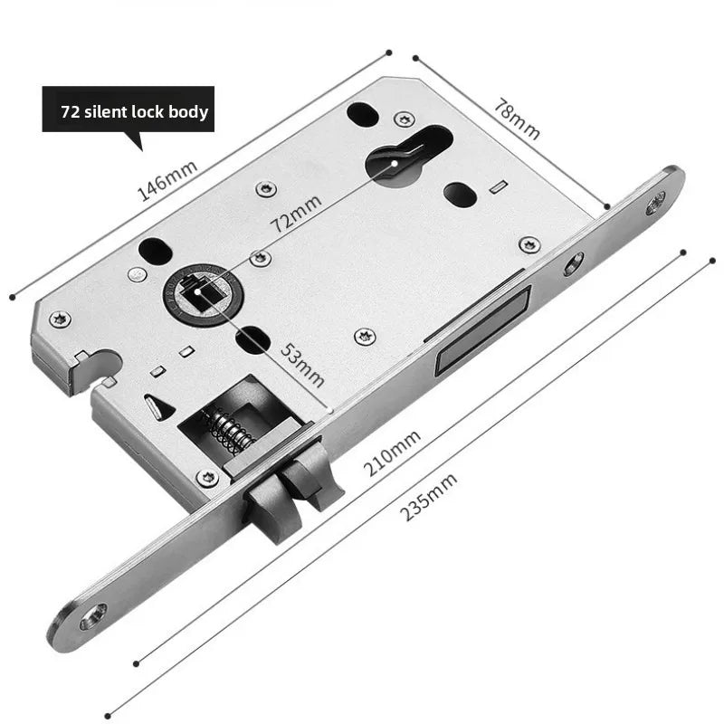 New Chinese Style Walnut Interior Room Bedroom Door Lock, Household Split Magnetic/silent Door Lock, Wooden Door Handle Lock