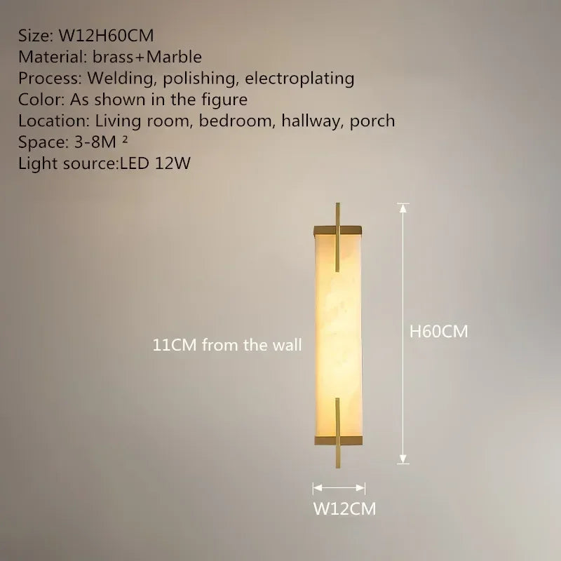 OUTELA Brass Wall Light LED Modern Luxury Marble Sconces Fixture Indoor Decor for Home Bedroom Living Room Corridor