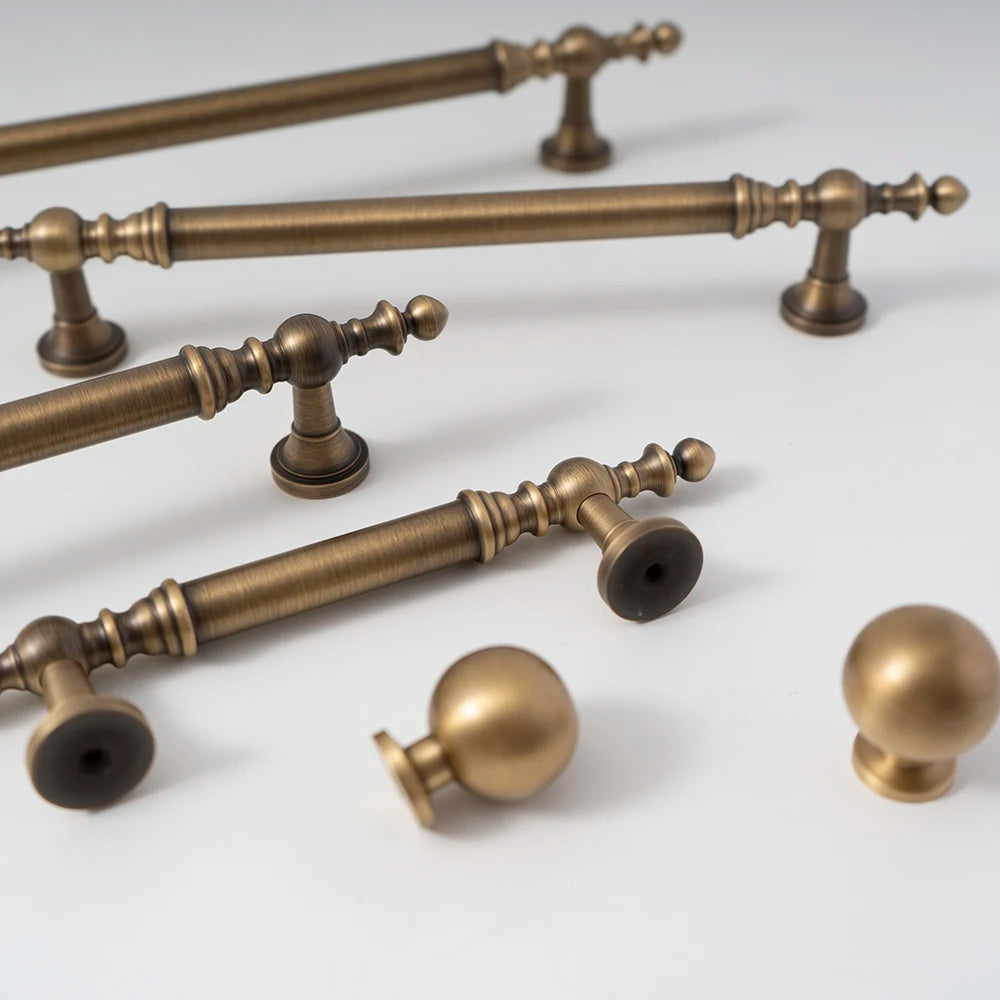 Vintage Bronze Solid Brass Handles for Bedroom Kitchen Cupboard Cabinets Door Knob Wardrobes Furniture Hardware 224mm