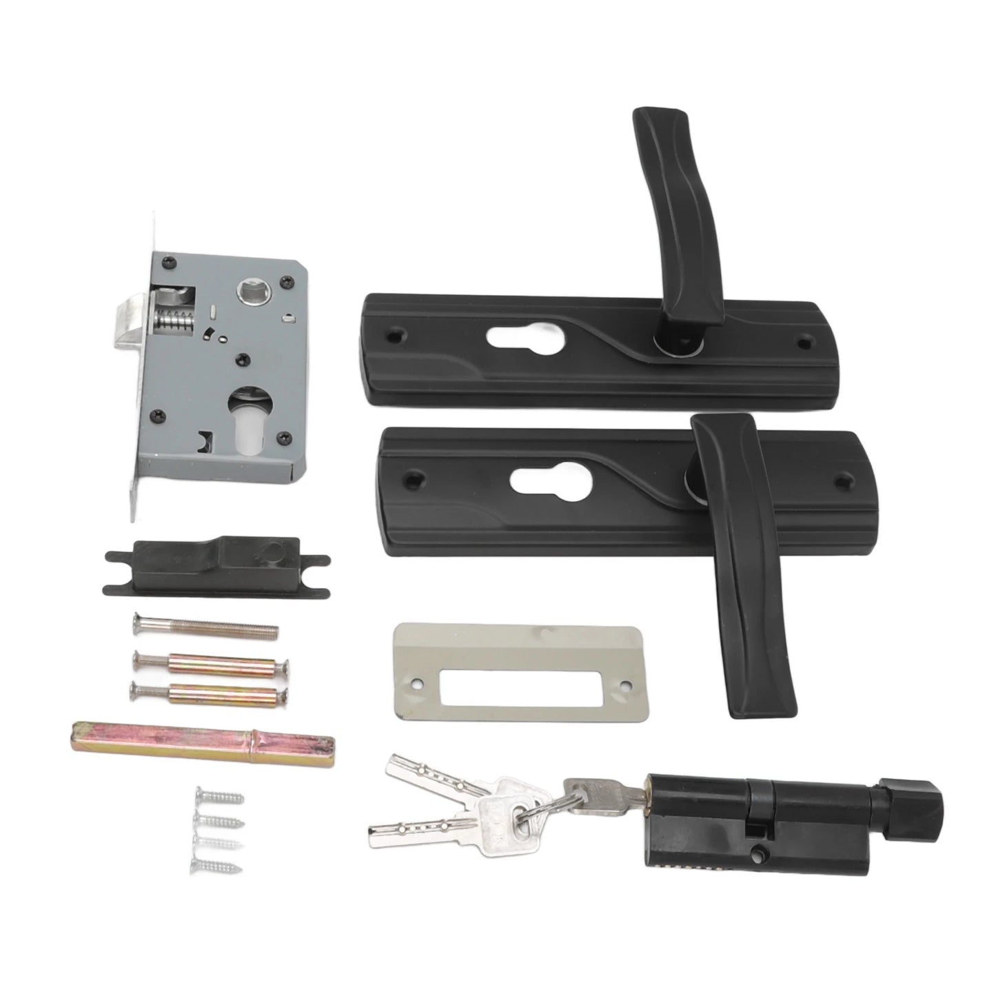 Door Handle Lock Manganese Steel Silent Bearing Universal Door Lever Lock Set with Keys for Home Bedroom Black Keyed Entry Lock