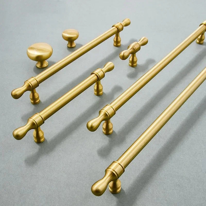 Brass Furniture Handles Modern Wardrobe Dresser Cupboard Cabinet Drawer Knobs Kitchen Cabinet Handles Refrigerator Door Pulls