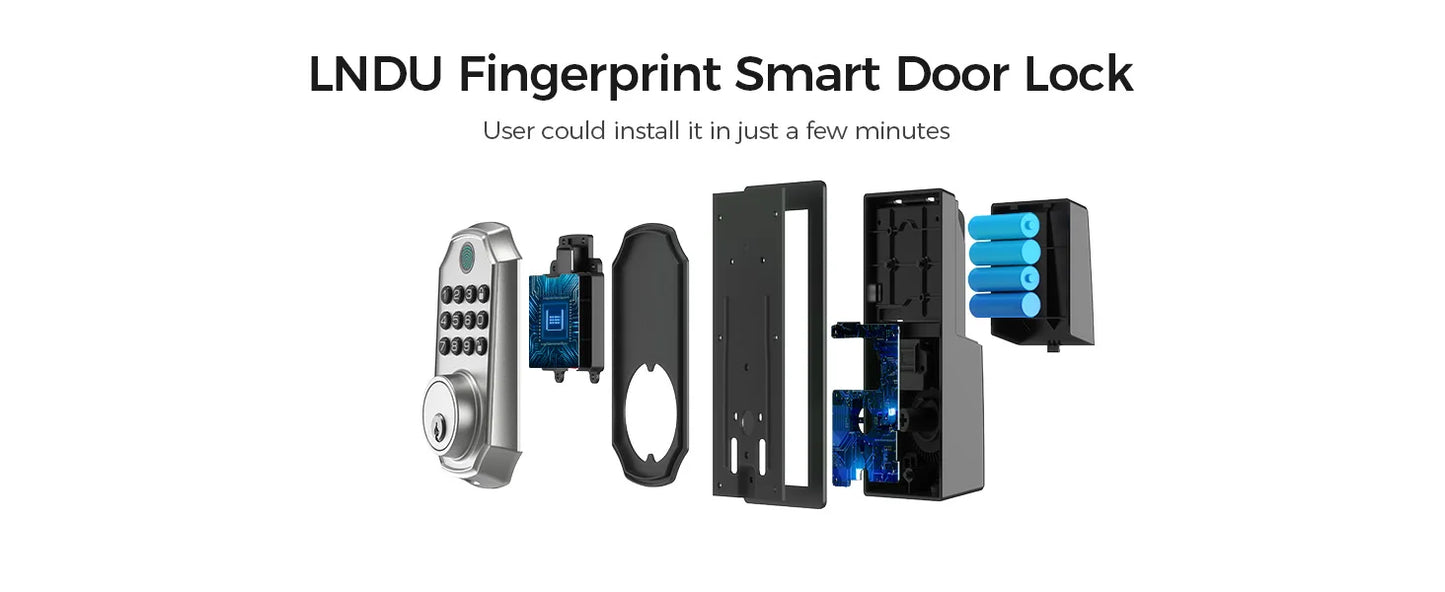 LNDU Smart Door Lock D280L Fingerprint Lock&Keypad Combination Lock All-in-One Intelligent Door Lock Waterproof Door Locks
