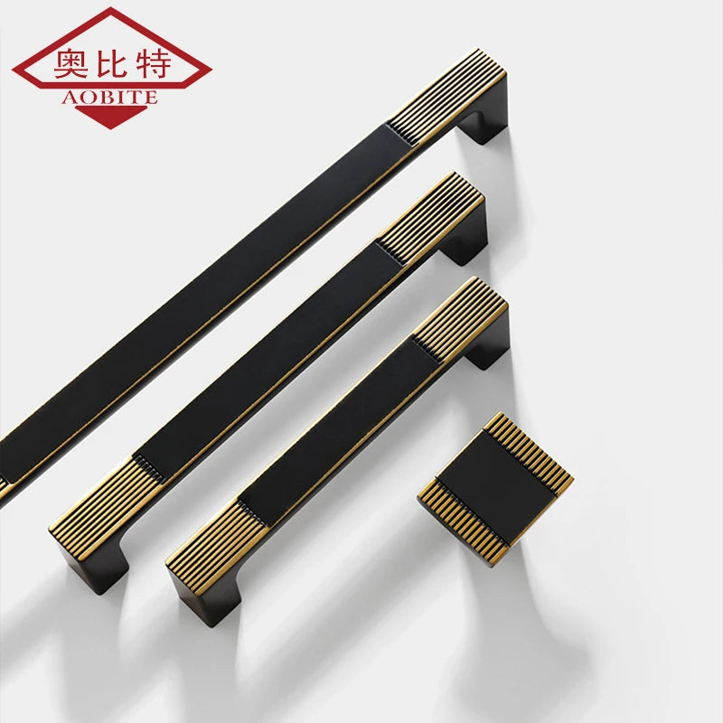 AOBT Chinese Furniture Handles Modern Cupboard Dressers Brass Gold Kitchen Cabinet Door Handles Closet Drawer Knobs Hardware