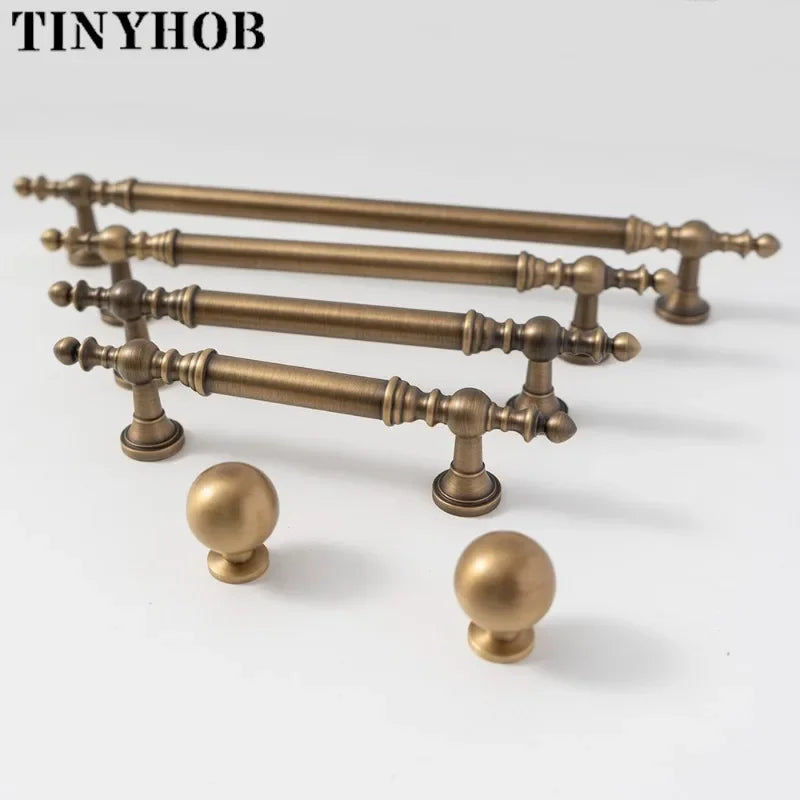 Vintage Bronze Solid Brass Handles for Bedroom Kitchen Cupboard Cabinets Door Knob Wardrobes Furniture Hardware 224mm