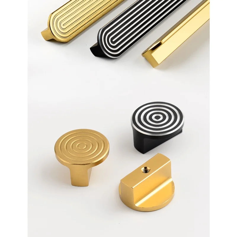 Round Unique Line Aluminium Alloy Furniture Door Knobs and Handles for Cabinet Kitchen Cupboard Drawer Pulls Home Decor Handles