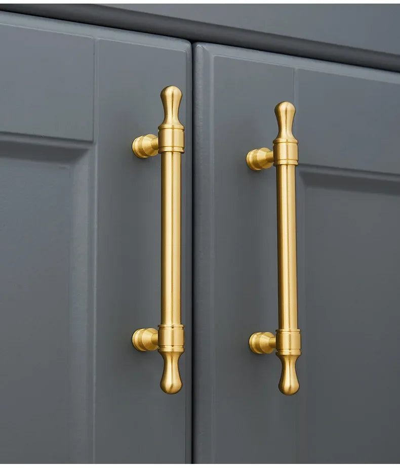 Brass Furniture Handles Modern Wardrobe Dresser Cupboard Cabinet Drawer Knobs Kitchen Cabinet Handles Refrigerator Door Pulls