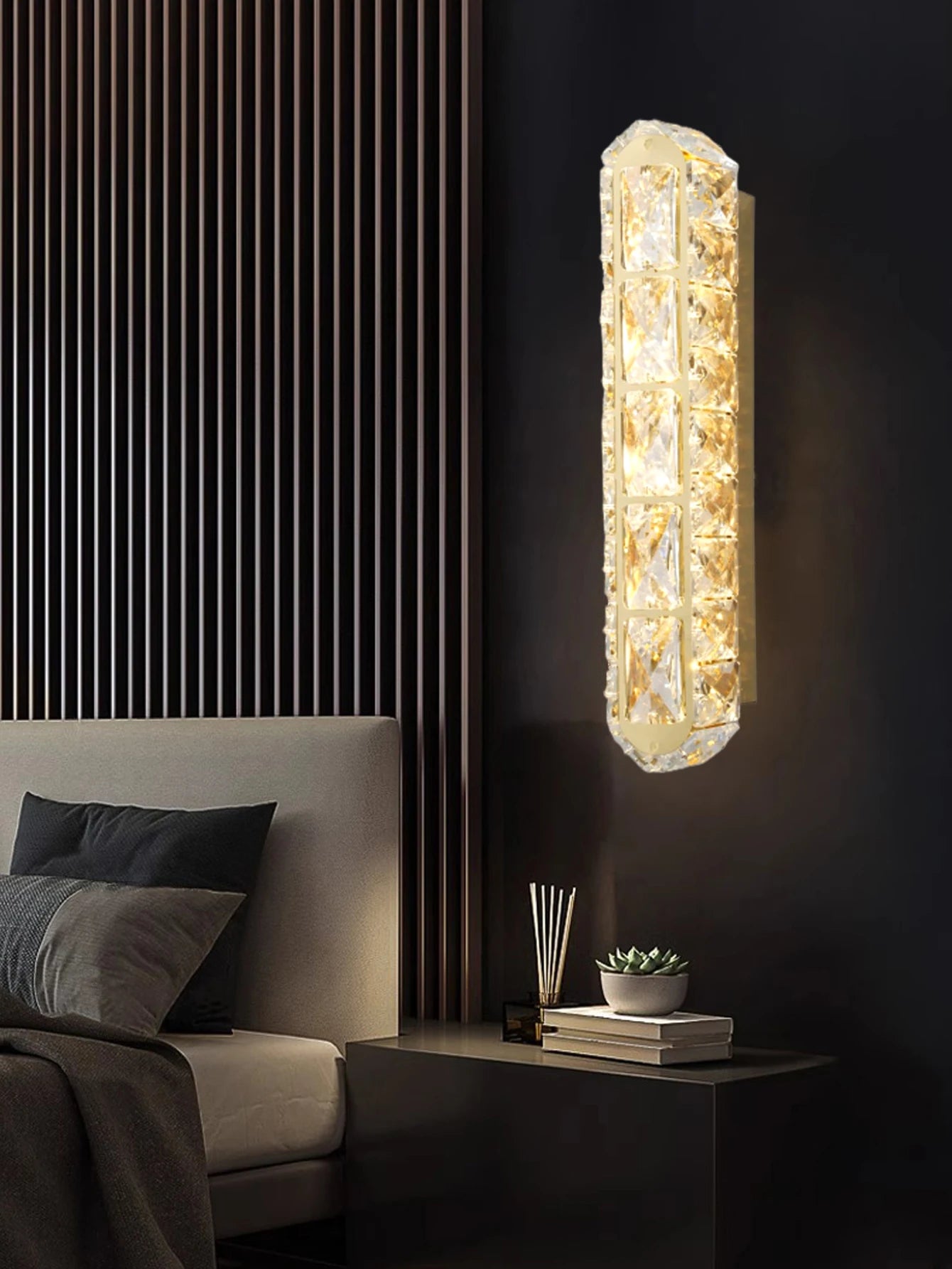 Gold/Silver Wall Lamp crystals strip interior wall light for living room background bedside corridor decoration wall
