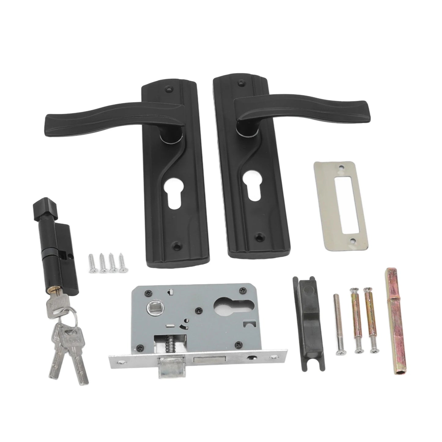 Door Handle Lock Manganese Steel Silent Bearing Universal Door Lever Lock Set with Keys for Home Bedroom Black Keyed Entry Lock
