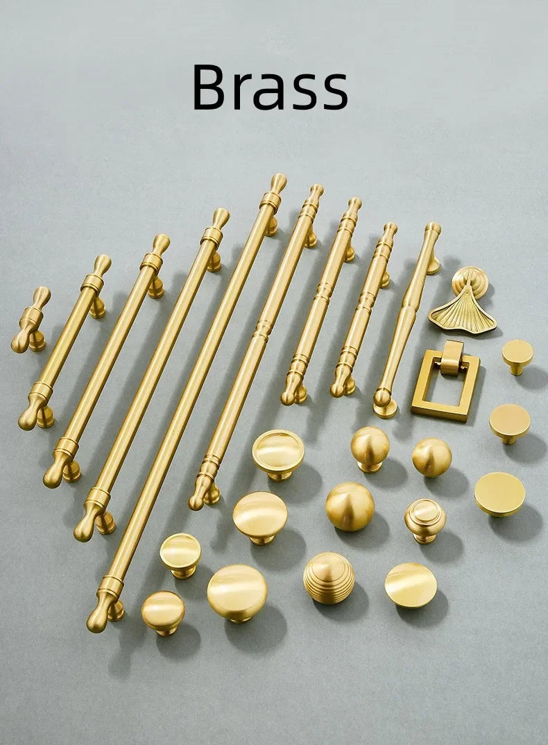 Brass Furniture Handles Modern Wardrobe Dresser Cupboard Cabinet Drawer Knobs Kitchen Cabinet Handles Refrigerator Door Pulls
