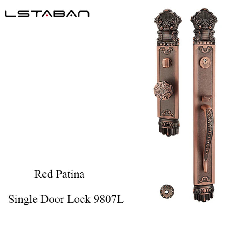 Luxury European Solid wood Villa Interior Door Lock Gate Outdoor Double Open Yellow Bronze Wooden Door Lock