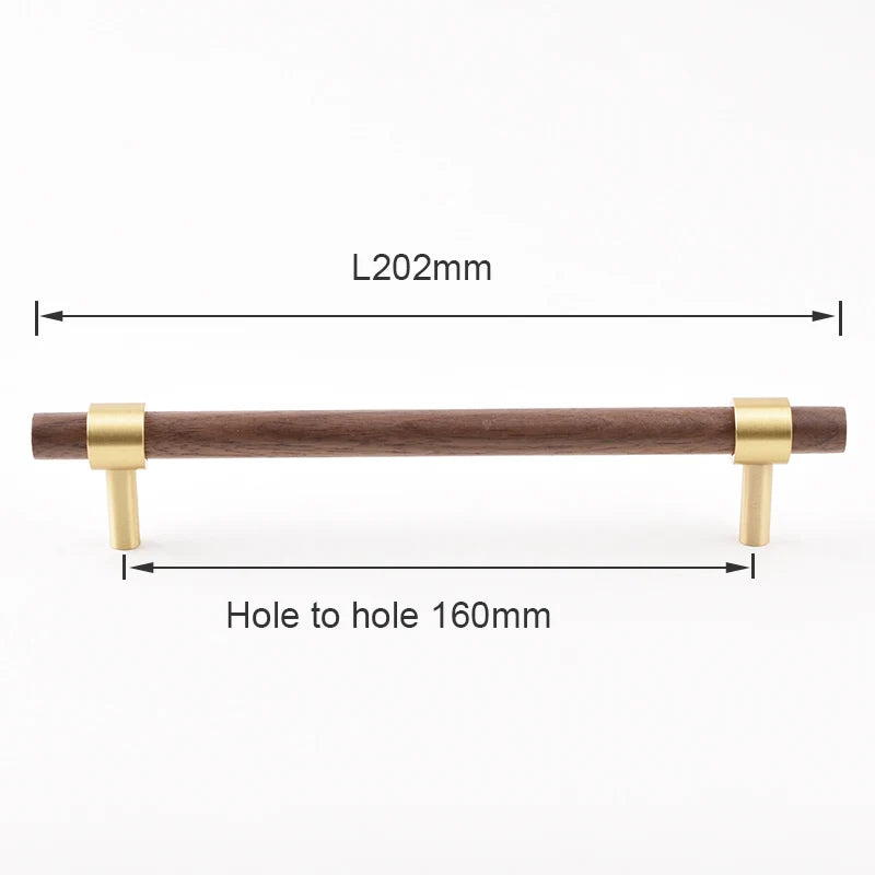 Nordic Beech Walnut Wooden Handle Drawer Knobs Wardrobe T Bar Long Handle Cupboard Knob Kitchen Cabinet Pulls Furniture Hardware