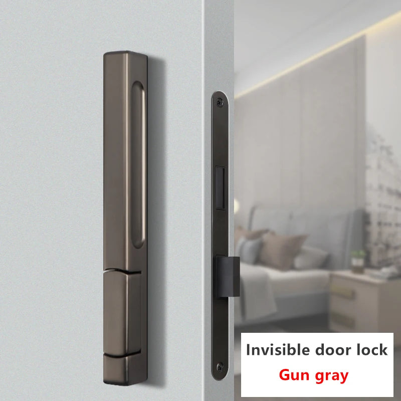 Single-Side Invisible Sizzle Lock Single-Side Lock For Interior Bedroom Background Door Secret Lock Hidden Black Door Handle