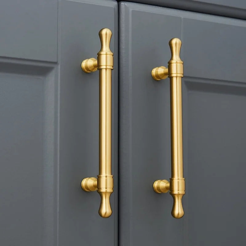 Brass Furniture Handles Modern Wardrobe Dresser Cupboard Cabinet Drawer Knobs Kitchen Cabinet Handles Refrigerator Door Pulls