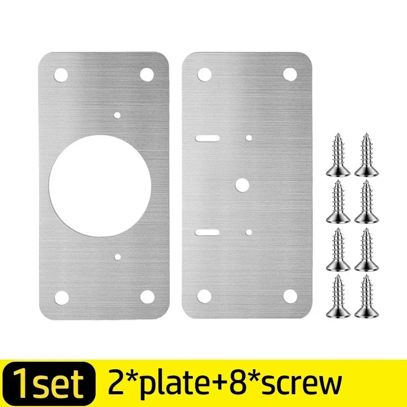 Cabinet Hinge Repair Plate Kit Stainless Steel Furniture Drawer Door Hinge Mounting Plate with Screw Flat Fixing Brackets Tools