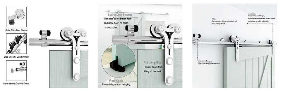 CCJH 4-6.6FTSliding Door Track Kit, Internal Stainless Steel Sliding Barn Wood Door Hardware System for Single Door