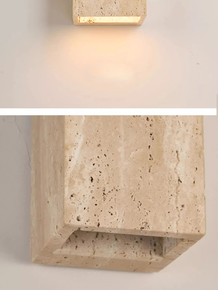 Wabi Sabi Guesthouse Courtyard Villa Outdoor Waterproof Yellow Cave Stone Wall Lights Dining Room Balcony Travertine Wall Lamps