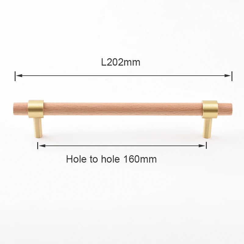 Nordic Beech Walnut Wooden Handle Drawer Knobs Wardrobe T Bar Long Handle Cupboard Knob Kitchen Cabinet Pulls Furniture Hardware