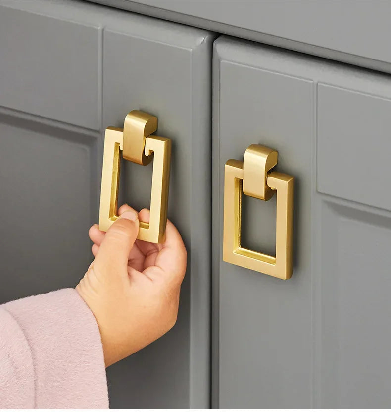 Brass Furniture Handles Modern Wardrobe Dresser Cupboard Cabinet Drawer Knobs Kitchen Cabinet Handles Refrigerator Door Pulls