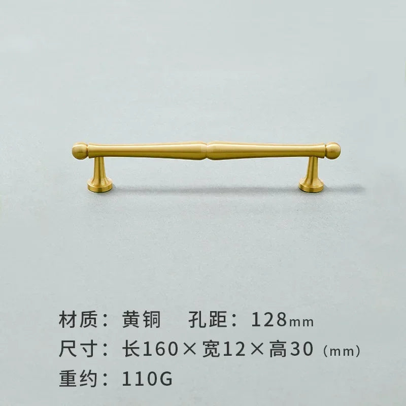 Brass Furniture Handles Modern Wardrobe Dresser Cupboard Cabinet Drawer Knobs Kitchen Cabinet Handles Refrigerator Door Pulls