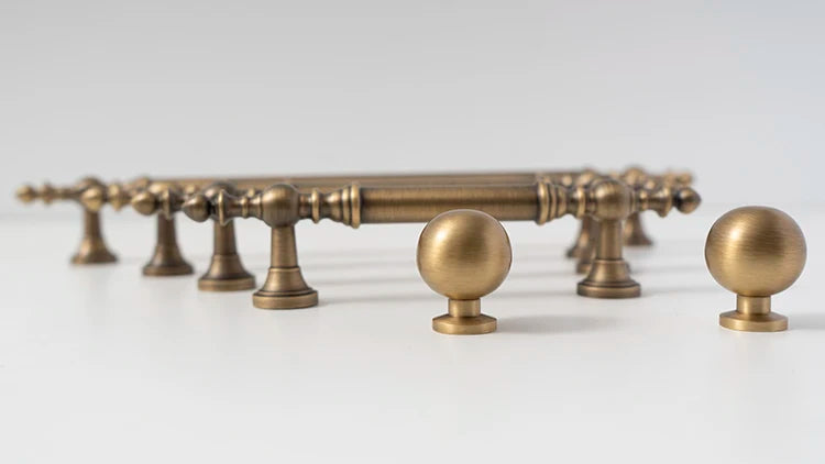 Vintage Bronze Solid Brass Handles for Bedroom Kitchen Cupboard Cabinets Door Knob Wardrobes Furniture Hardware 224mm