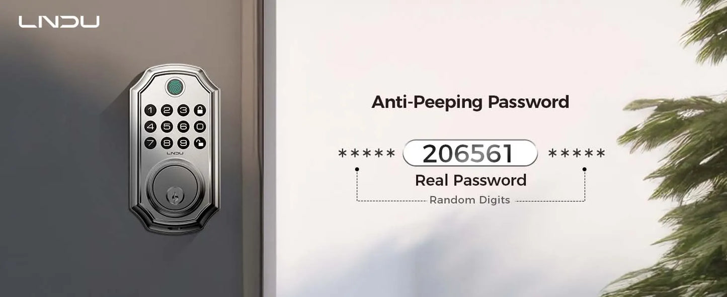LNDU Smart Door Lock D280L Fingerprint Lock&Keypad Combination Lock All-in-One Intelligent Door Lock Waterproof Door Locks