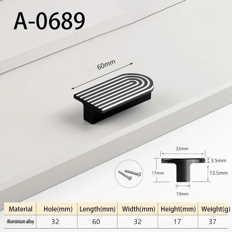 Round Unique Line Aluminium Alloy Furniture Door Knobs and Handles for Cabinet Kitchen Cupboard Drawer Pulls Home Decor Handles