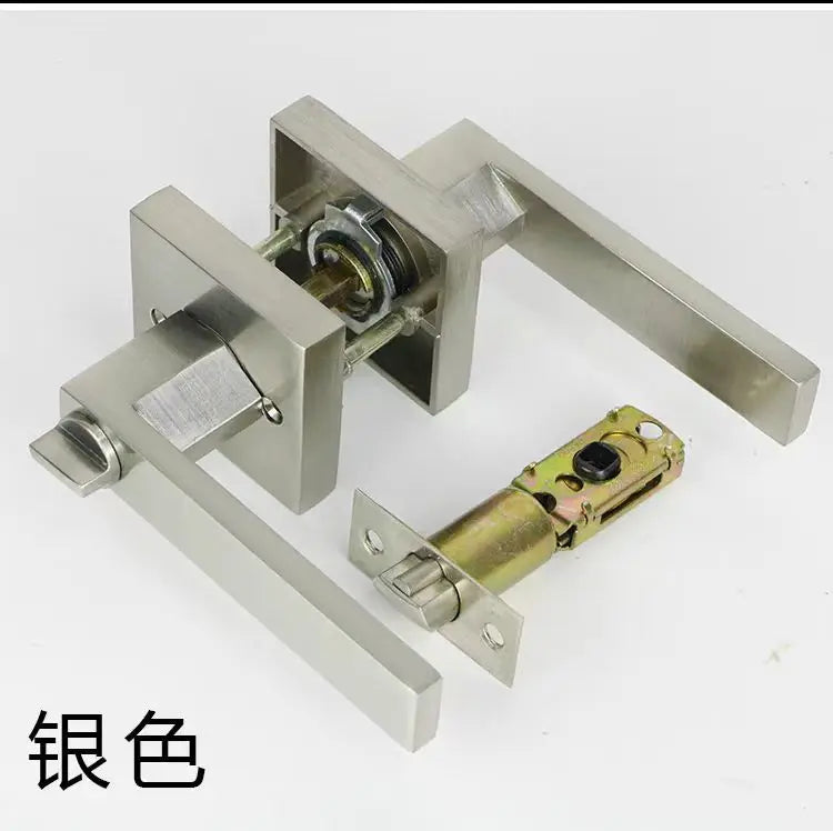 Black Door Handle Door Handle Lock Square Channel Privacy Mask Interior Bedroom Room Bathroom Lock Home Lock