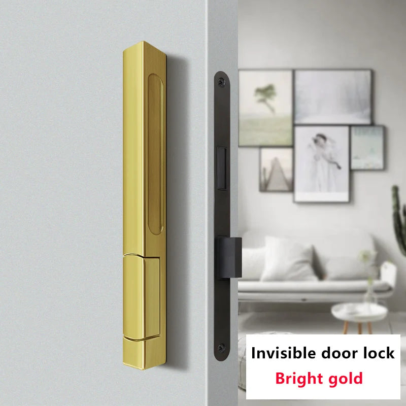 Single-Side Invisible Sizzle Lock Single-Side Lock For Interior Bedroom Background Door Secret Lock Hidden Black Door Handle