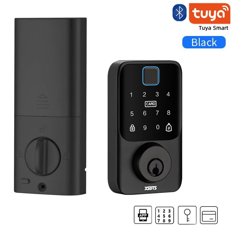 XSDTS Entry Smart Door Lock IC Card Key/Password/Fingerprint Tuya Smartlife APP Unlock Front Door Smart Lock Deadbolt