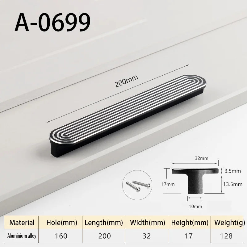 Round Unique Line Aluminium Alloy Furniture Door Knobs and Handles for Cabinet Kitchen Cupboard Drawer Pulls Home Decor Handles