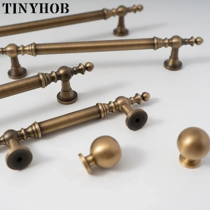 Vintage Bronze Solid Brass Handles for Bedroom Kitchen Cupboard Cabinets Door Knob Wardrobes Furniture Hardware 224mm