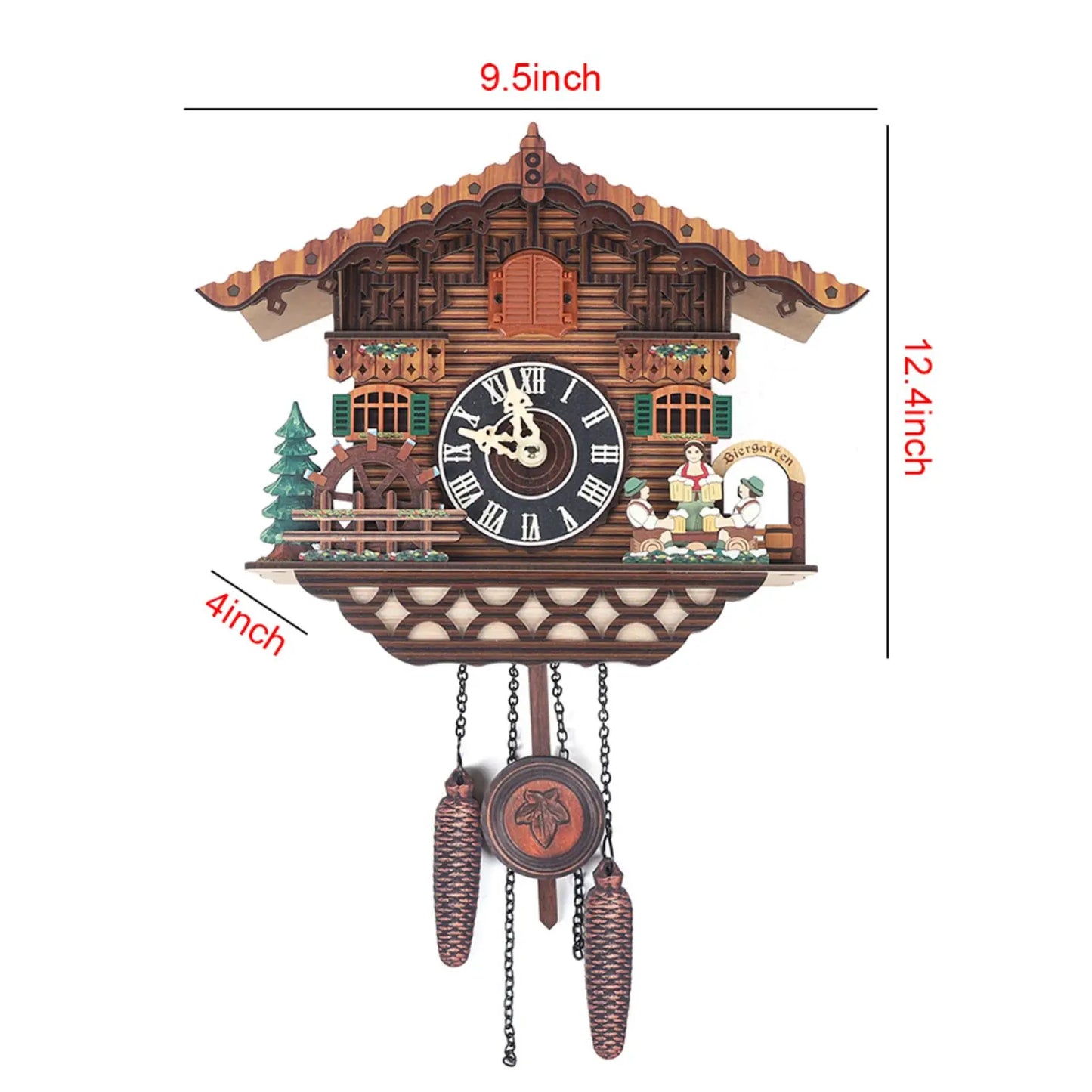 Creative Bird Cuckoo Wall Clock with Swing & Auto Wings - Wooden Quartz Home Decor, Battery Operated (RC-02)
