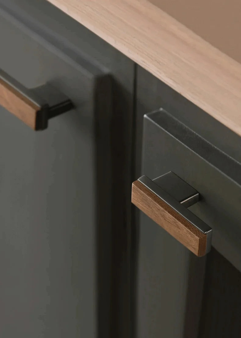 Black Walnut Cabinet Handles Pearl Grey Gold Square Drawer Knobs Bedroom Solid Wooden Wardrobe Pulls Simple Furniture Hardware