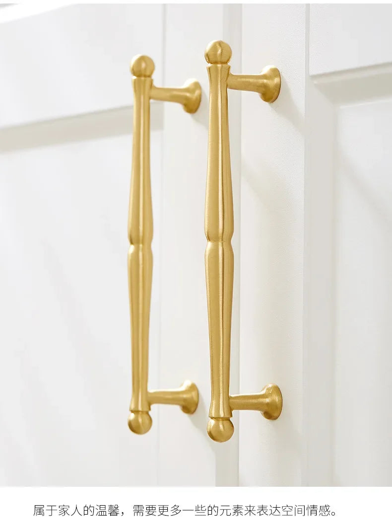 Brass Furniture Handles Modern Wardrobe Dresser Cupboard Cabinet Drawer Knobs Kitchen Cabinet Handles Refrigerator Door Pulls