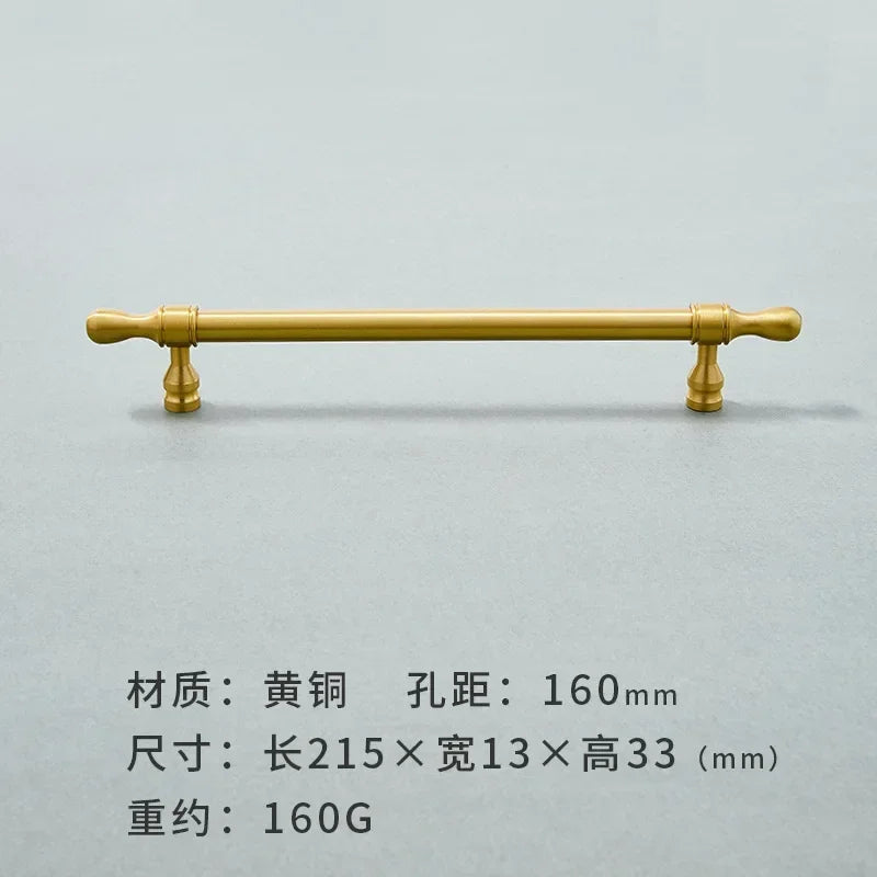 Brass Furniture Handles Modern Wardrobe Dresser Cupboard Cabinet Drawer Knobs Kitchen Cabinet Handles Refrigerator Door Pulls