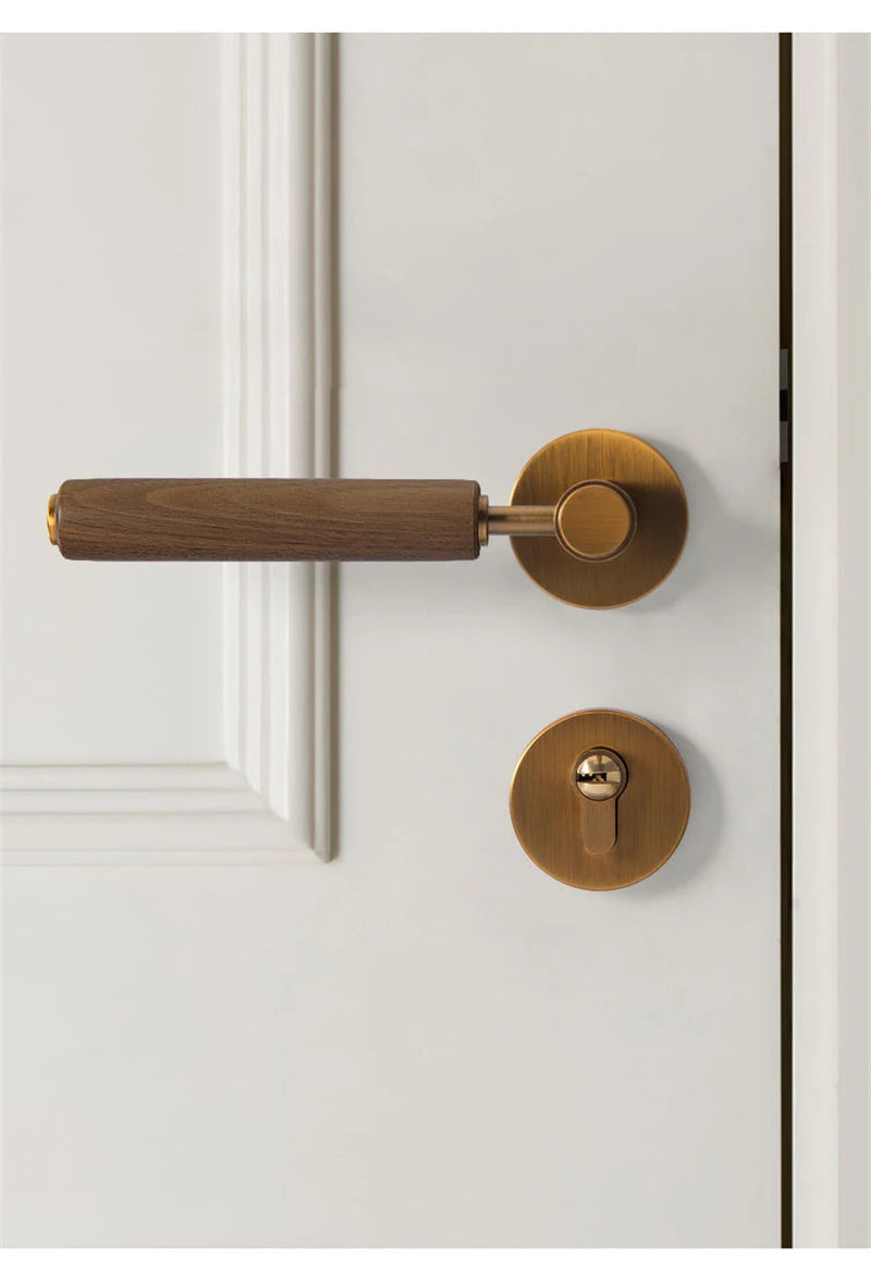 Split Mute Anti-Theft Door Lock Nordic Handmade Walnut Wood Handle Bedroom Lock Toilet Bathroom Door Lock Furniture Hardware