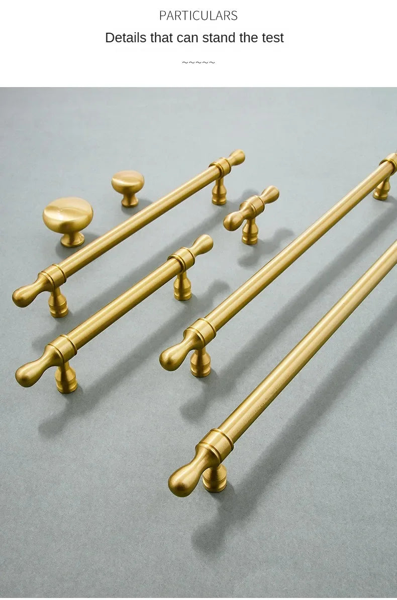 Brass Furniture Handles Modern Wardrobe Dresser Cupboard Cabinet Drawer Knobs Kitchen Cabinet Handles Refrigerator Door Pulls